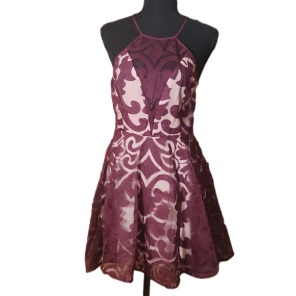 Keepsake halter dress with sheer details, size Medium - Picture 1 of 5